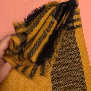 Yellow and black plaid blanket scarf